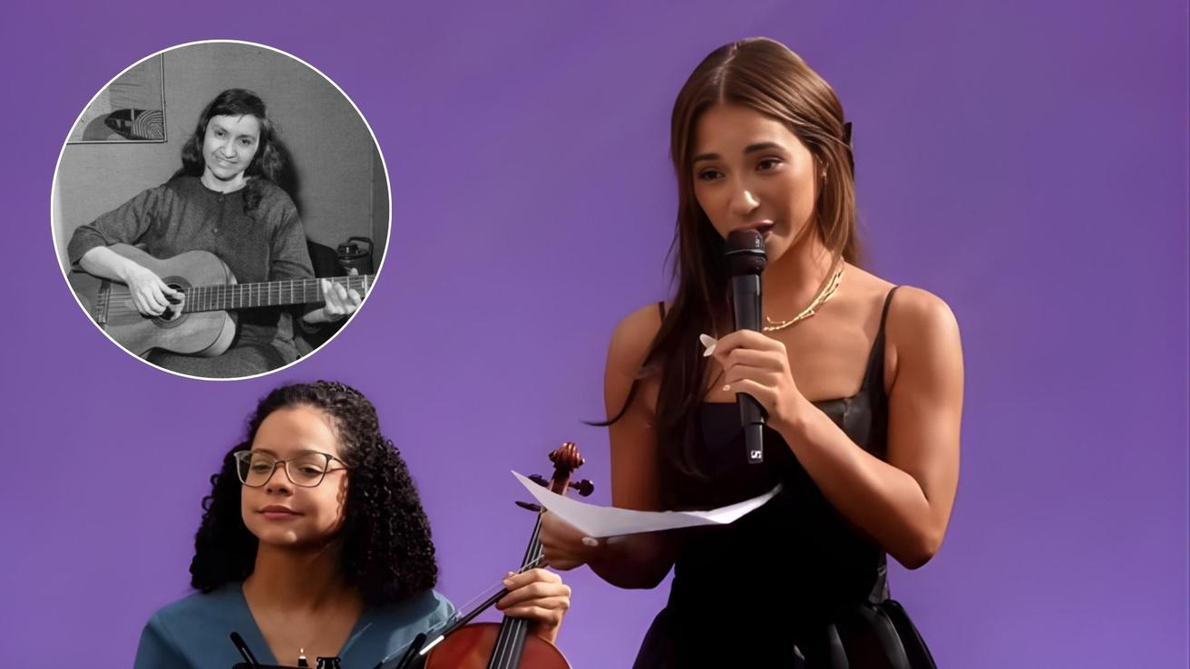 Princesa Alba da discurso en La Moneda por el Día de la Mujer y alude a Violeta Parra: “Soñamos que ya no tengan que cantar las mismas luchas”