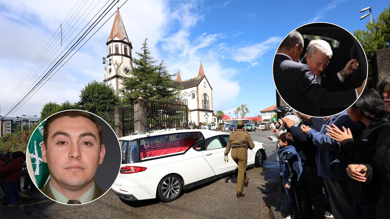 Presidente Kast llega al funeral de carabinero asesinado en Puerto Varas