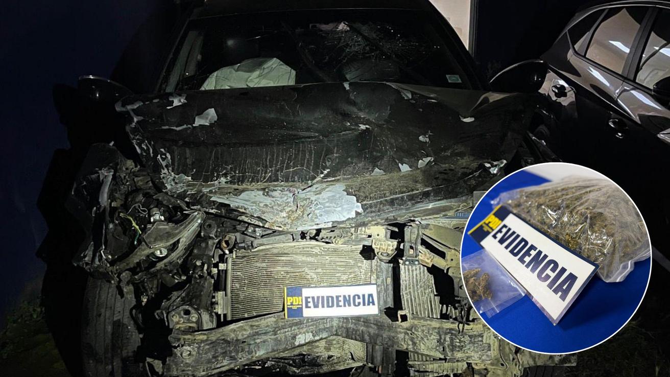 Accidente vehicular deriva en incautación de 941 dosis de cannabis y un vehículo en San Pedro de la Paz