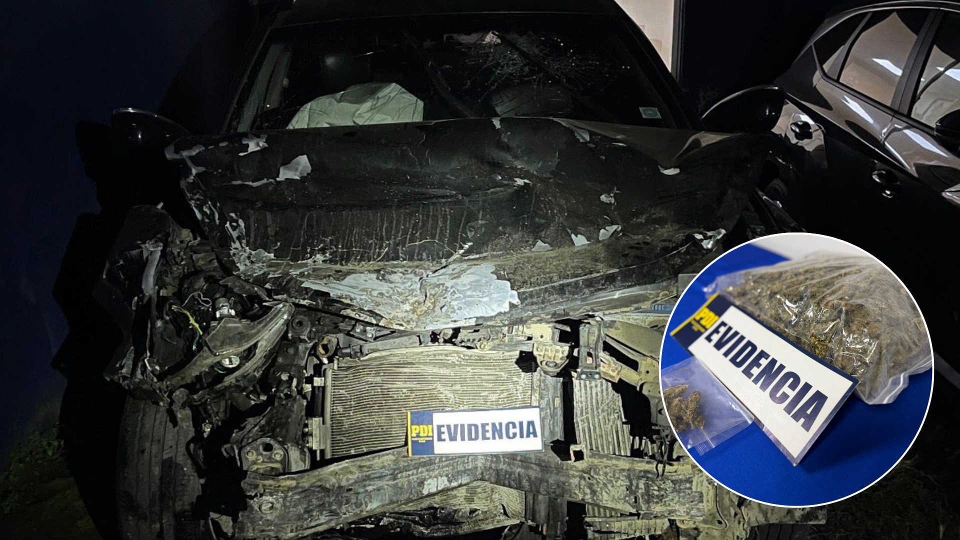 Accidente vehicular deriva en incautación de 941 dosis de cannabis y un vehículo en San Pedro de la Paz
