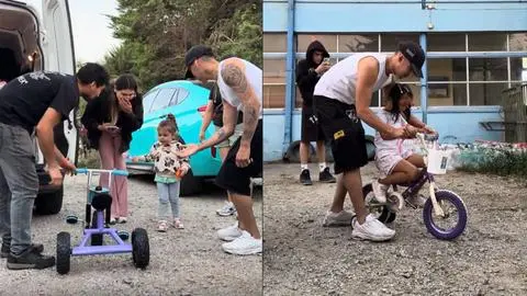 Pailita conmueve con donación de bicicletas a niños albergados por el mega incendio de Lirquén: “Agradecido y Dios los bendiga”