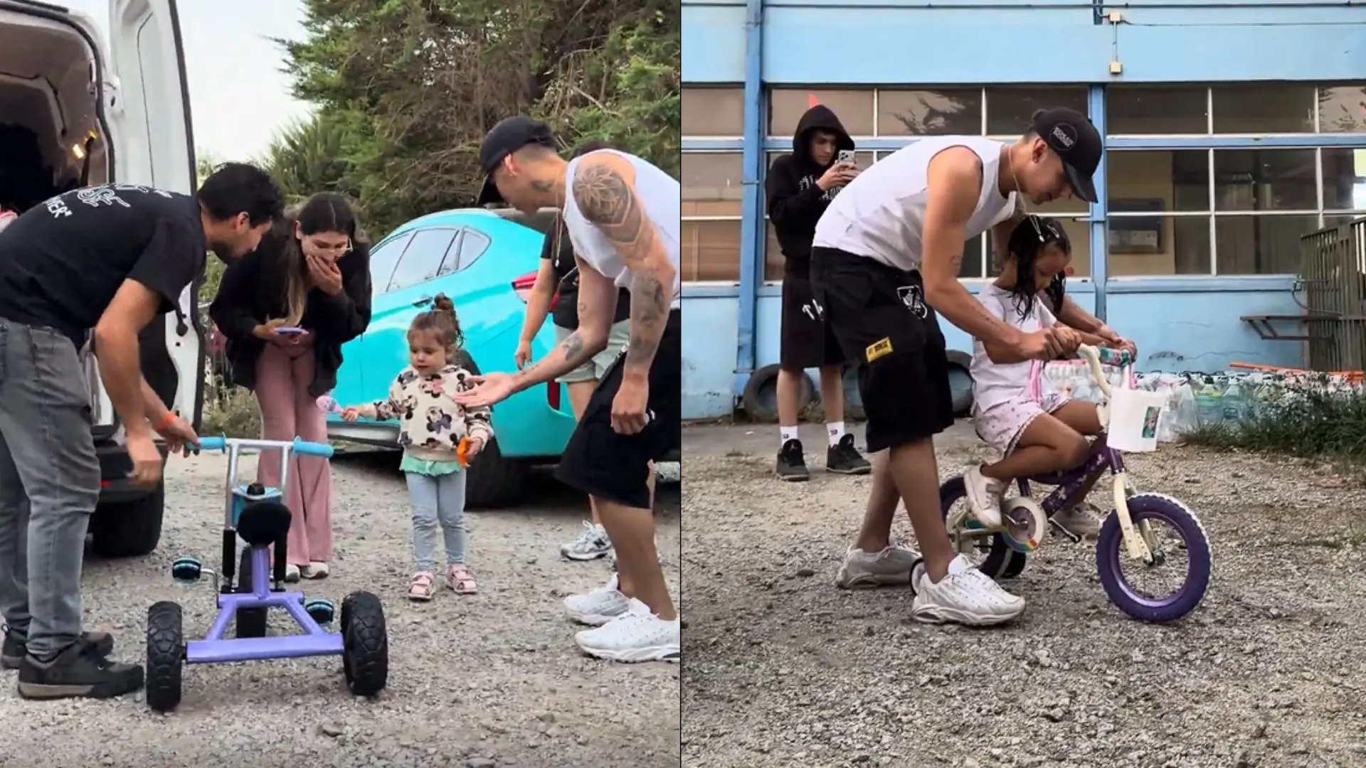 Pailita conmueve con donación de bicicletas a niños albergados por el mega incendio de Lirquén: “Agradecido y Dios los bendiga”