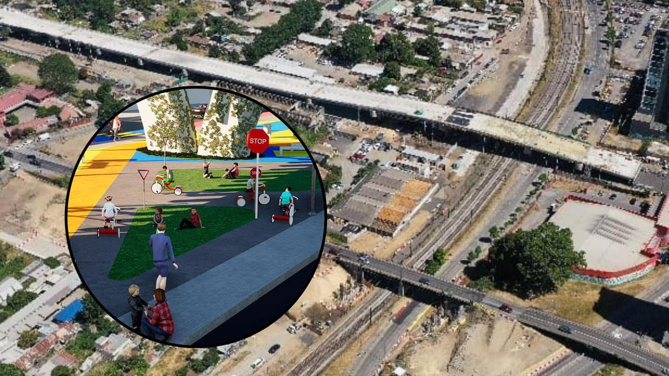 En qué está la plaza cívica que se construye bajo el Puente Chacabuco