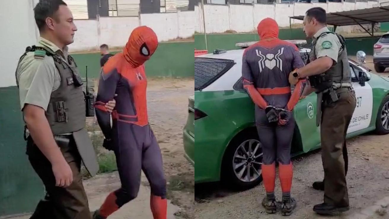 Hombre vestido de “Spider-Man” fue detenido en Valparaíso: Estaba prófugo y contaba con antecedentes policiales
