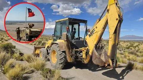 Detienen a dos bolivianos en la frontera por robarse una máquina retroexcavadora: Estaban tapando la zanja