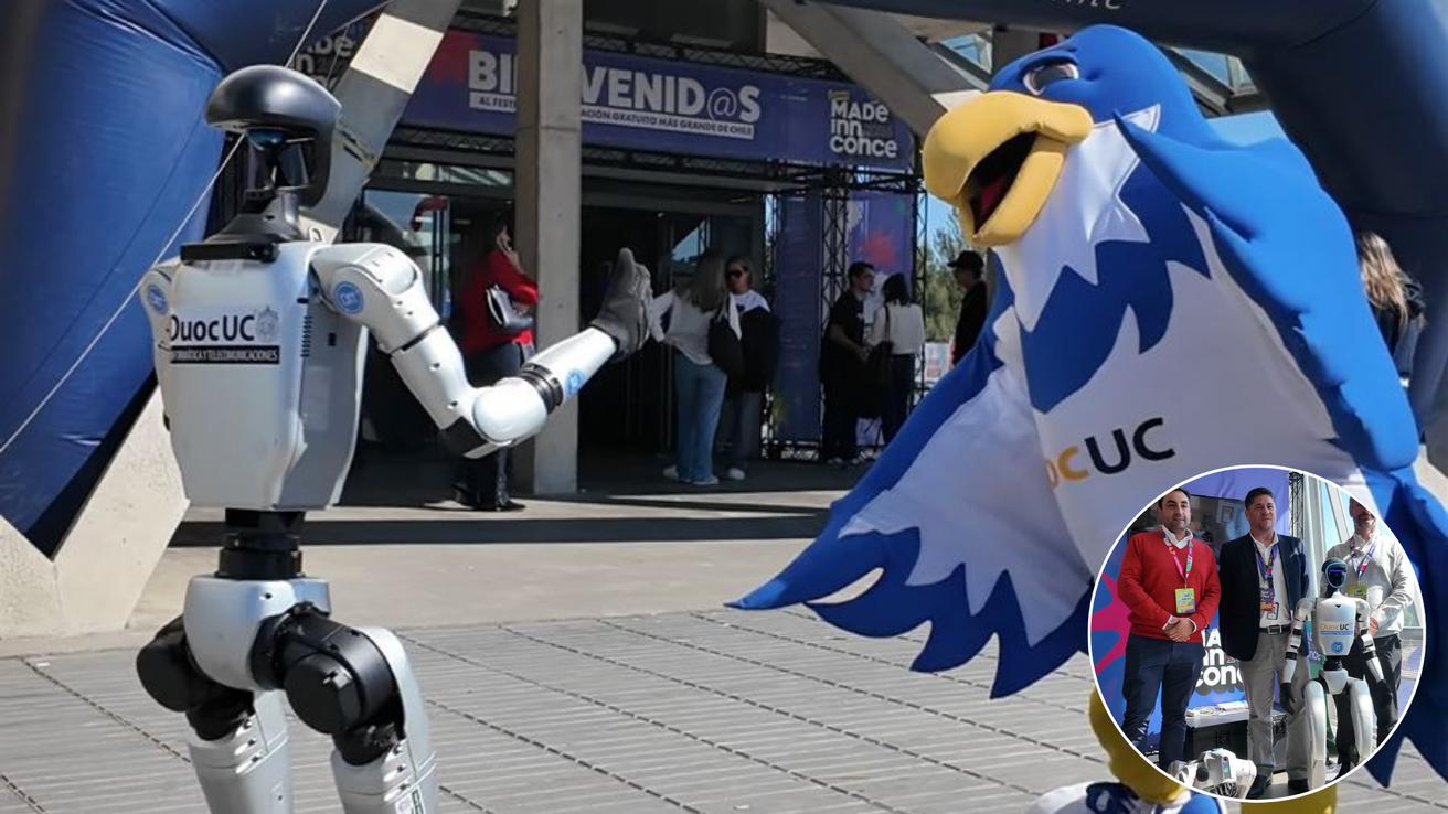 Robot humanoide y perro robot de Duoc UC sede San Andrés Concepción se roban las miradas y abrazos en Made Inn Conce