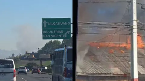 Incendio de gran magnitud moviliza a Bomberos a avenida Colón de Talcahuano