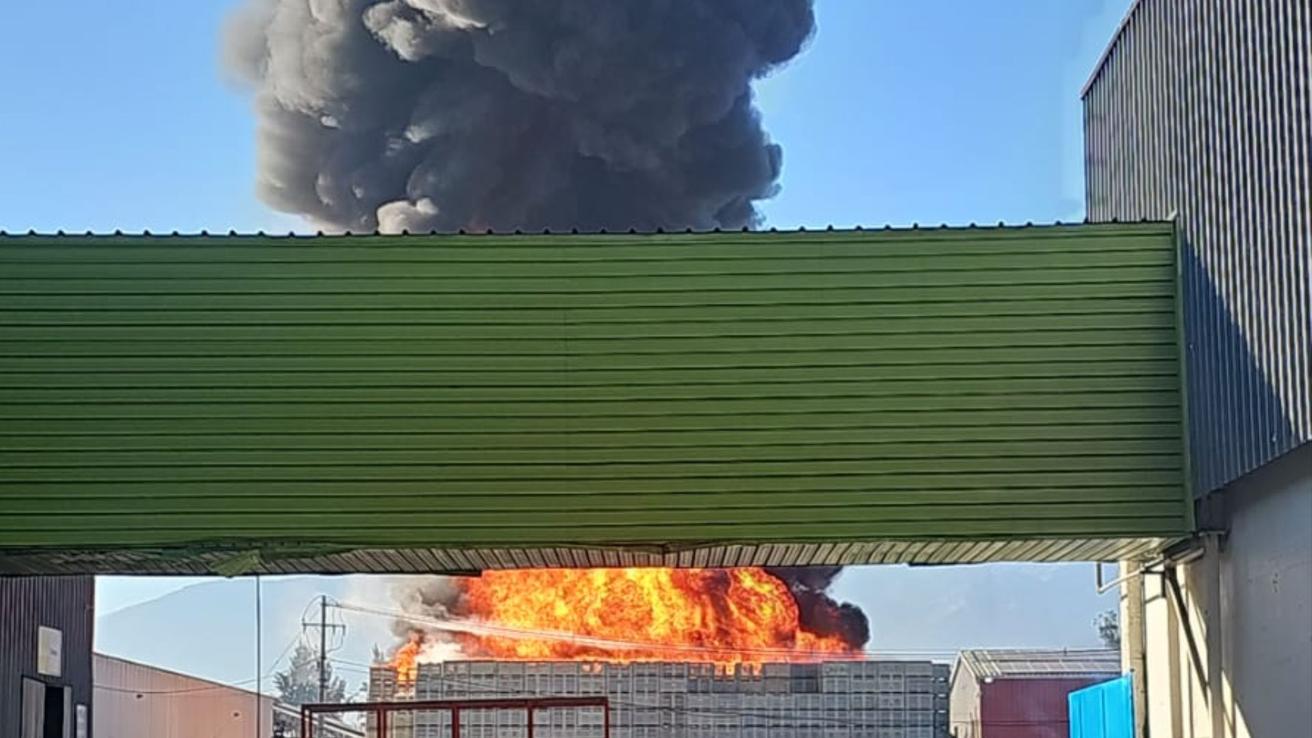 Incendio en empresa agrícola de Paine genera gran columna de humo