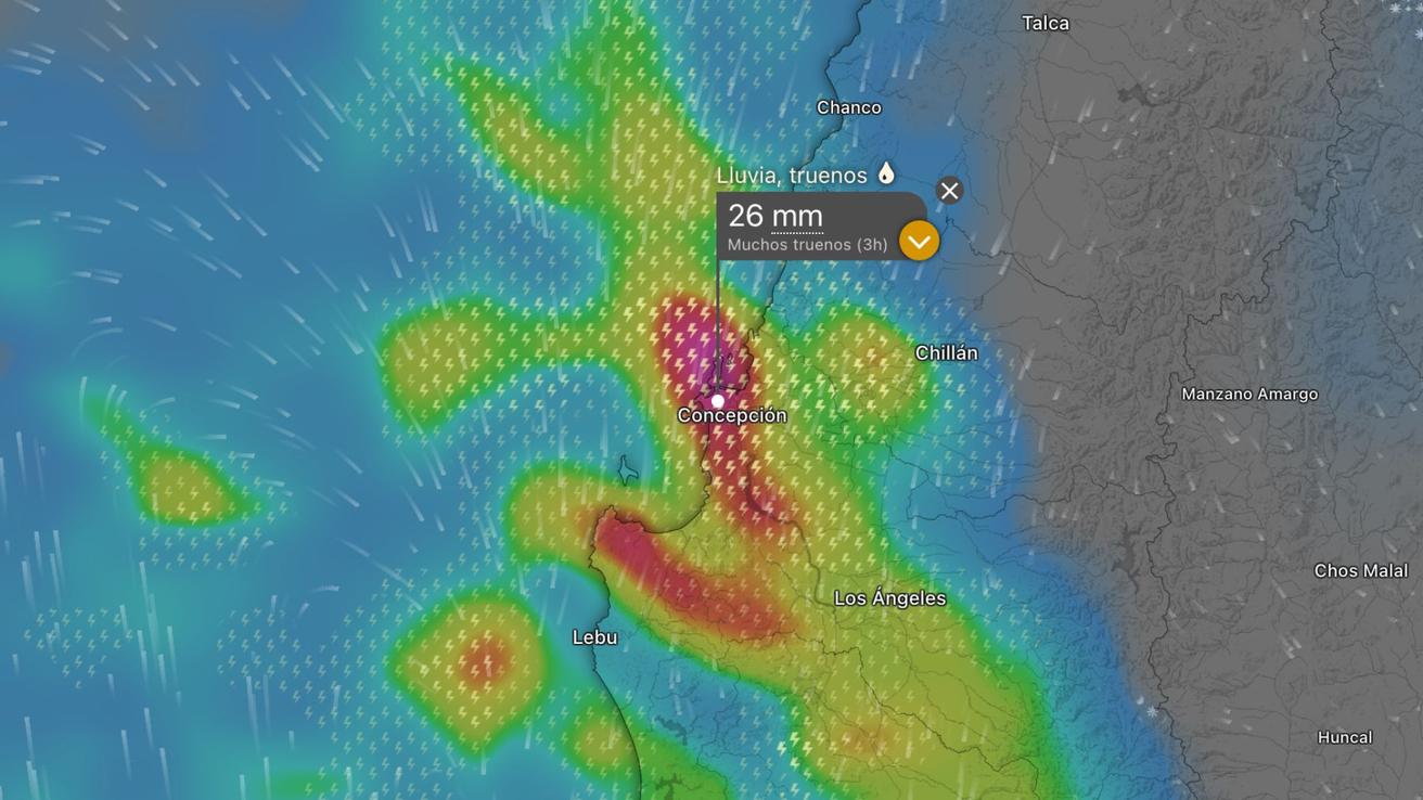 Alerta por río atmosférico en el Biobío: ¿a qué hora se esperan los mayores pulsos de lluvia en Concepción?