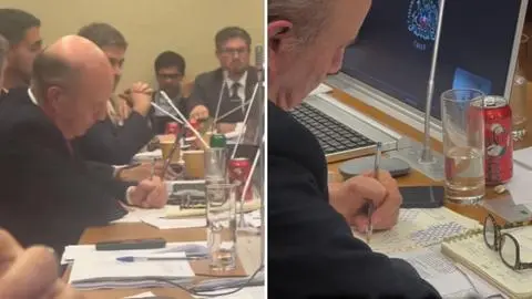 “Haciendo como que les pongo atención”: Captan al ministro Quiroz haciendo estos dibujitos en plena sesión en el Congreso