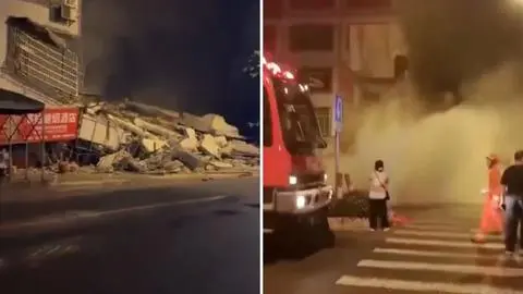 Fuerte sismo superficial en China deja dos muertos, derrumbe en edificios y miles de evacuados