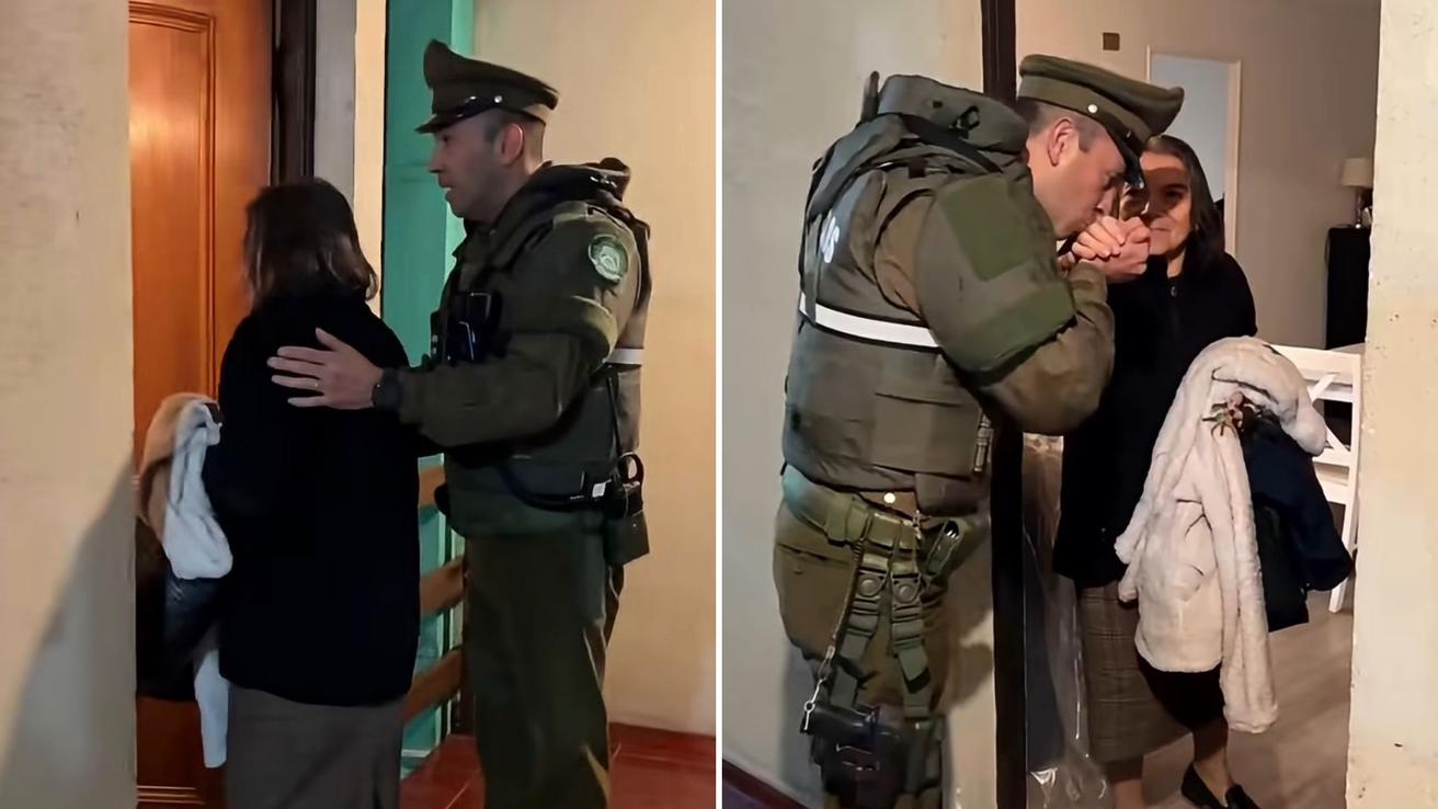 Carabinero comparte emotivo reencuentro tras ayudar a adulta mayor desorientada