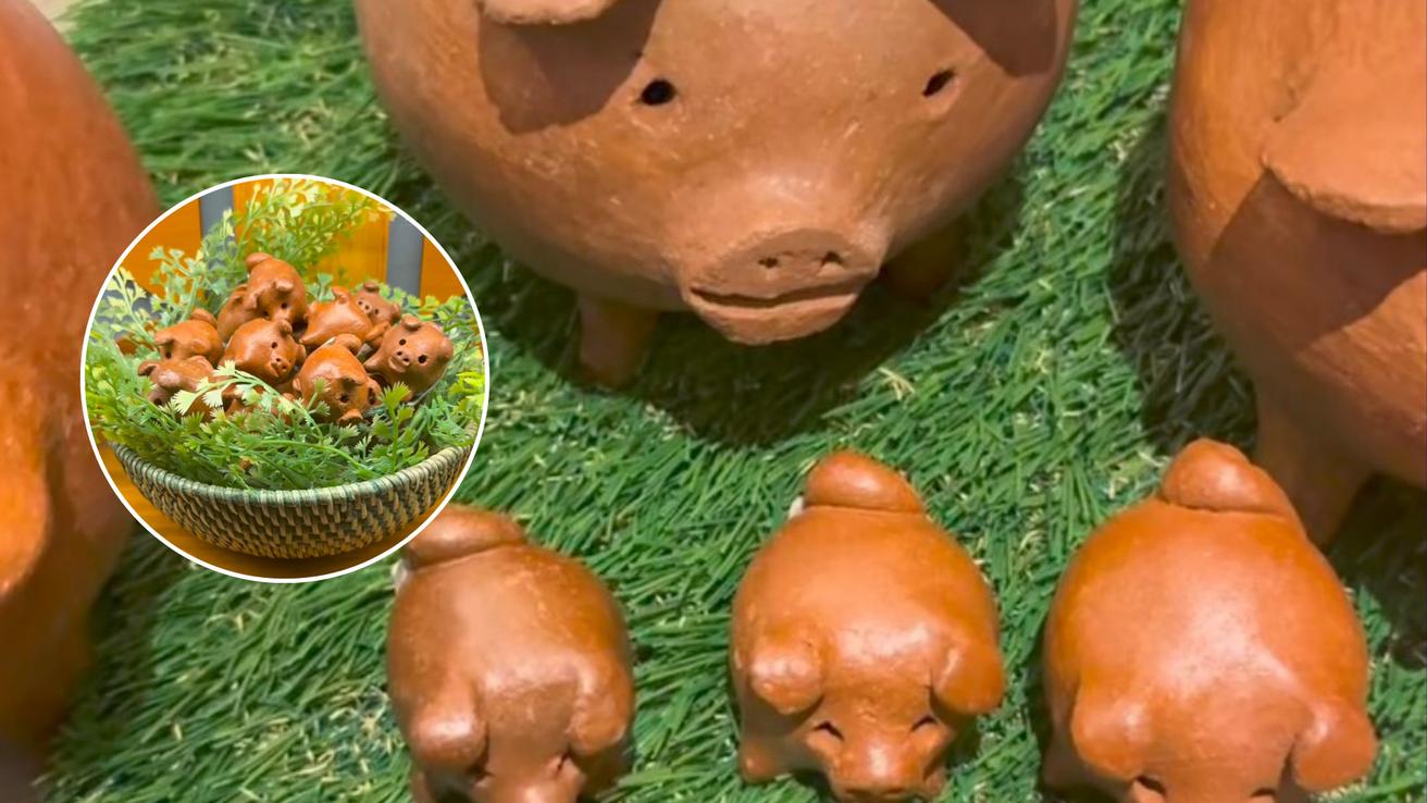 Chanchitos de greda de Pomaire son vendidos en mall de Japón