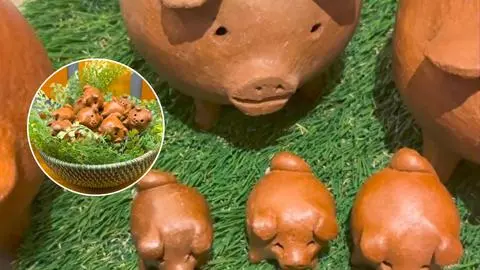 Chanchitos de greda de Pomaire son vendidos en mall de Japón