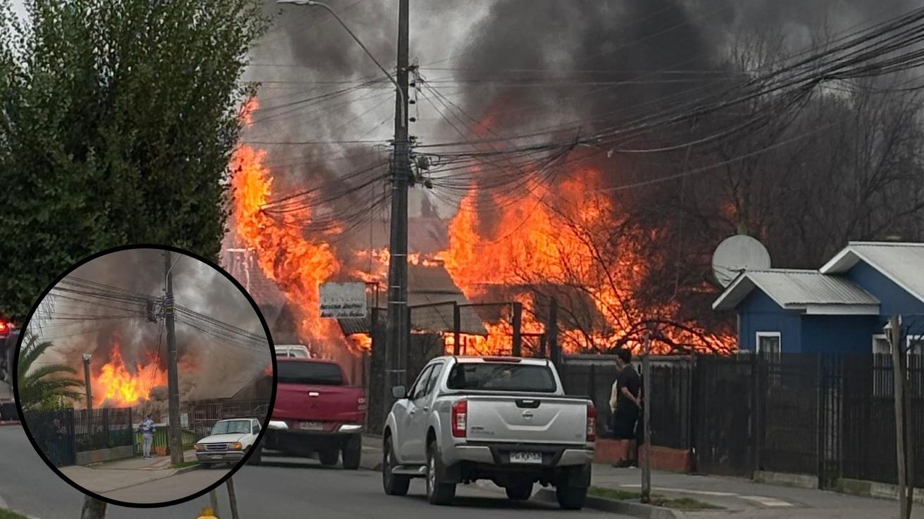 Bomberos combaten incendio estructural en el Biobío: Amenaza a casas vecinas