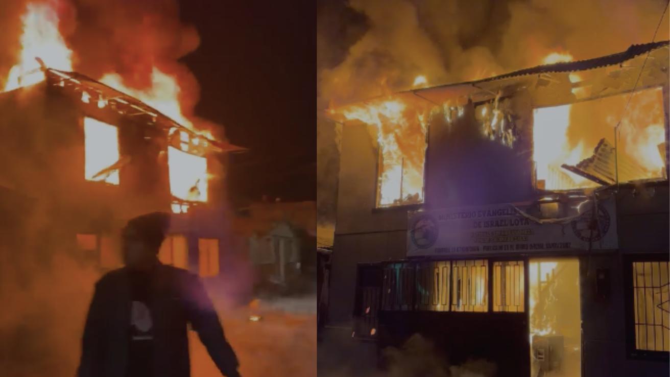 Devastador incendio afecta a templo evangélico en Lota