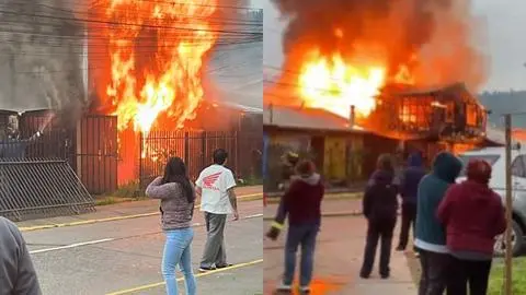 Imagen de Incendio desatado con enormes llamas afecta a viviendas de conocida población en Chiguayante y moviliza a bomberos