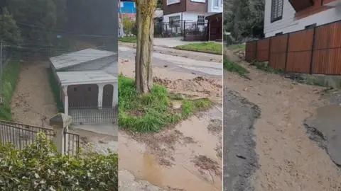 Concepción: rotura de ducto provoca enorme escurrimiento de agua en Villa Huáscar de Collao