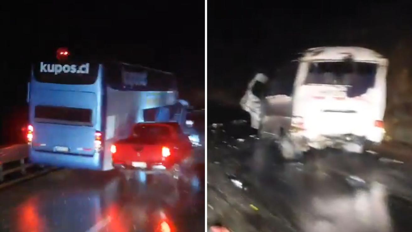 Colisión entre bus de pasajeros y furgón deja al menos cinco personas heridas en la Ruta 78 a la altura de Melipilla