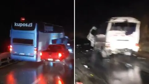 Colisión entre bus de pasajeros y furgón deja al menos cinco personas heridas en la Ruta 78 a la altura de Melipilla