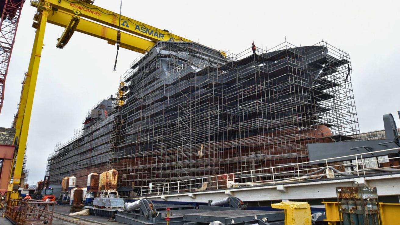 El buque multipropósito Magallanes construido por la Armada en Talcahuano tocará el agua por primera vez