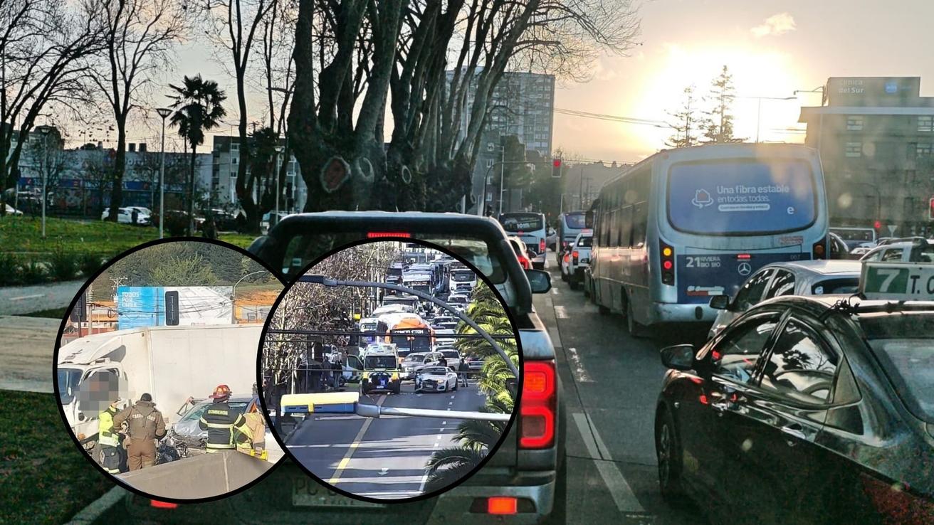 Caos vial en uno de los principales accesos de Concepción tras fatal accidente
