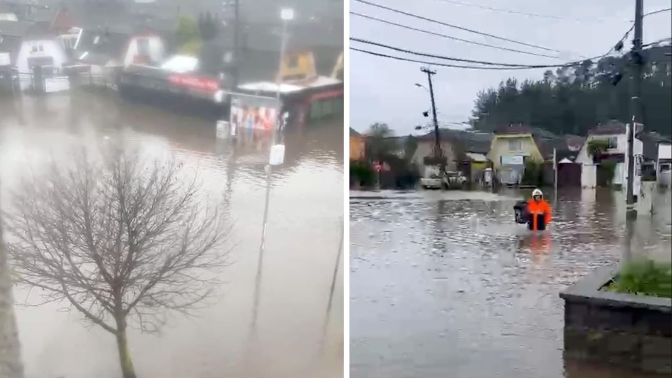 Temporal provoca inundación en San Pedro de la Paz: vecinos y equipos municipales trabajaron para controlar la emergencia