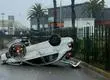 Accidente termina con vehículo volcado justo en acceso a Mallplaza Trébol en Talcahuano
