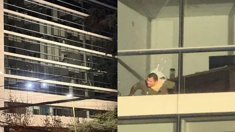 “Ayuda, me van a matar”: Funcionario PDI vocifera denuncias por supuesta corrupción desde edificio en Las Condes