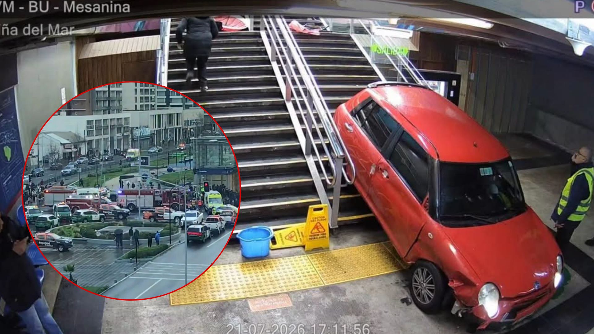 EFE suspende servicio en Estación Viña tras grave accidente que deja un muerto y lesionados: vehículo cayó por las escaleras