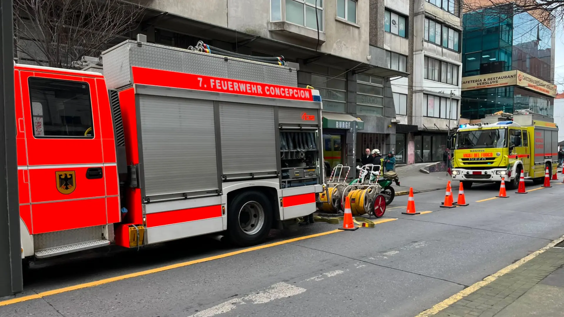 Emergencia por fuga de gas movilizó a Bomberos en pleno centro de Concepción