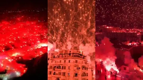 VIDEO | ¡Celebración de película! Hinchada del campeón en liga africana tiñó el cielo de rojo con miles de bengalas